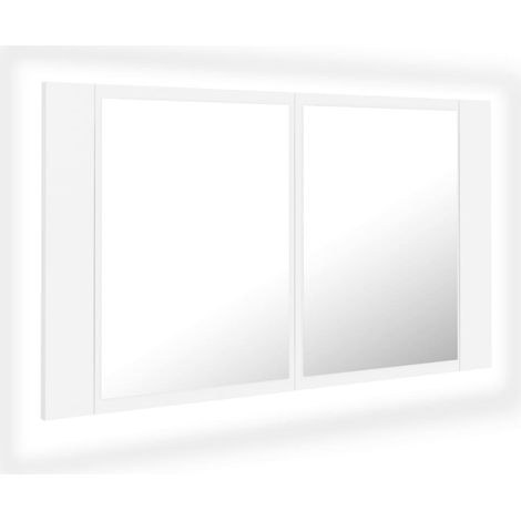 Armoire salle de bain à miroir LED Armoire de Toilette,Design magnifique Blanc 80x12x45 cm Acrylique -29230 (1/5)