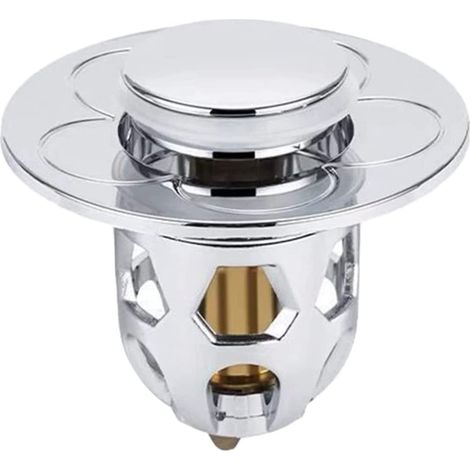 Bouchon d'évier de salle de bain universel 2 en 1, bouchon de vidange d'évier de salle de bain, bouchon de vidange d'évier de salle de bain, bouchon de vidange pop-up pour trous de vidange de 1,34 à 1 (1/5)