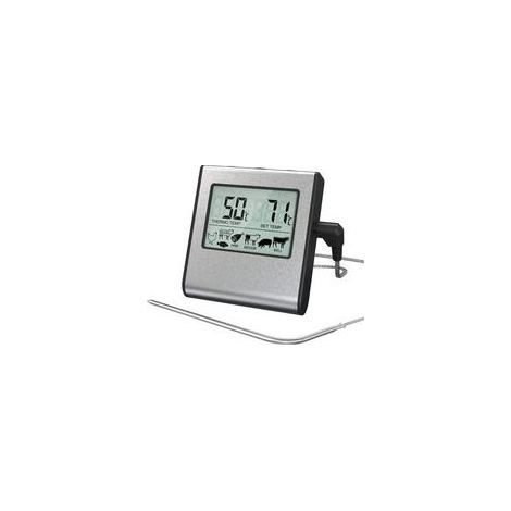 Thermomètre de Cuisson pour Viande Numérique avec Large Écran LCD pour Fumoir Four Cuisine Friandises Barbecue Grill Thermomètre avec Minuteur et Sonde de Températures en Acier Inoxydable (1/5)