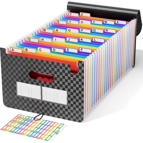 Trieur à Soufflets Classeur Rangement 26 Compartiments avec Couvercle A4 Chemise Papier Administratif, Documents Organiseur de Fichier Accordéon Extensible avec Fermeture à L'Elastique (1/5)