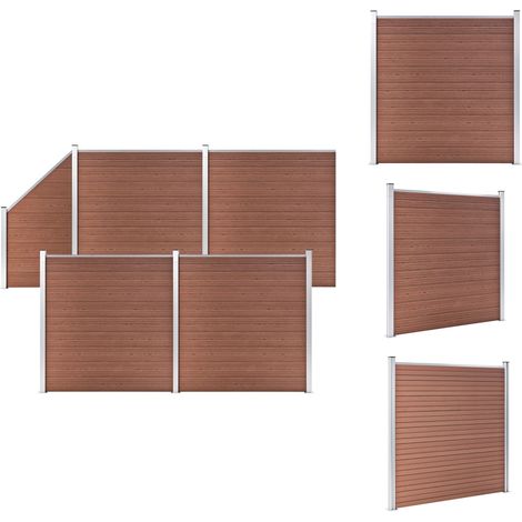 Zaunfelder - Living WPC Zaun-Set 4 Quadrate + 1 Schräge 792x186 cm Braun (1/5)