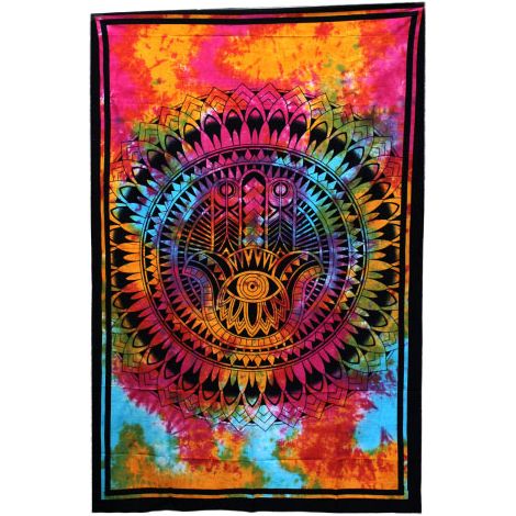 Couvre-Lit Simple en Coton + Tenture Murale - Hamsa- Vendu par 1 (1/4)