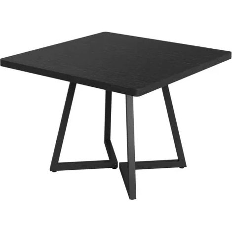 Table à manger carrée rustique avec plateau MDF et cadre métal noir, 80 cm (1/5)