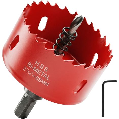 Scie Cloche Bi-métal 68mm M42 HSS avec Foret de Centrage à Ressort pour Plâtre, Bois, PVC et Métaux Tendres (1/5)