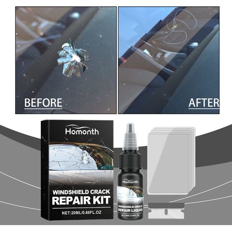 Reparaturset für Glasrisse und klare Sicht: Nano-Reparaturflüssigkeitsset für Autoscheiben – Reparaturflüssigkeit 20 ml1 + Klinge1 + Härtungsfolie5 -- DE (1/5)
