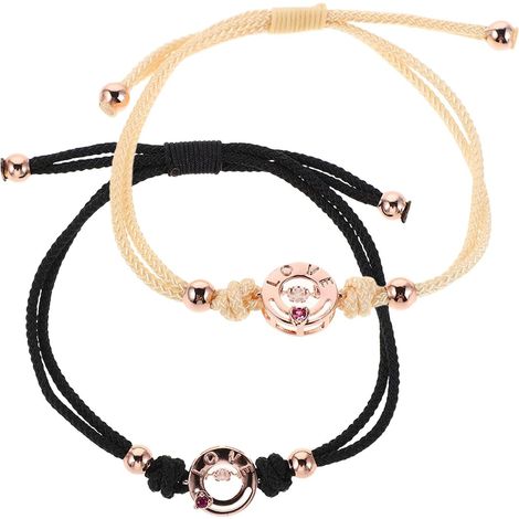 Bracelets ConnectéS Couple Vibrants À Distance Bracelets Tactiles Ajustables En Alliage Et Corde Cadeau Romantique Pour Anniversaire Saint-Valentin