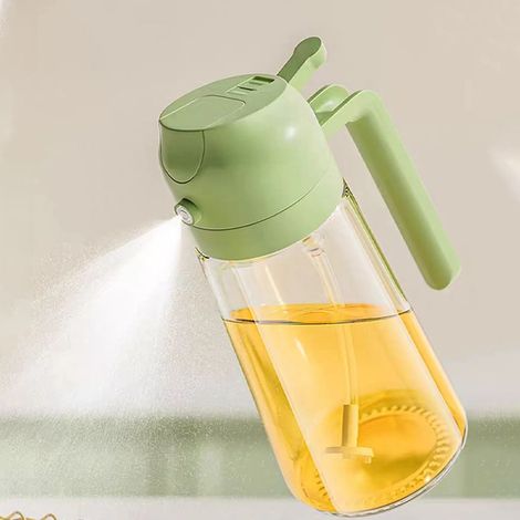 Bouteille d'huile de cuisine - Flacon pulvérisateur en verre - Bouteille d'huile à double usage (pulvérisateur et verseur) - Bouteille d'huile en verre résistant à la chaleur (1/5)