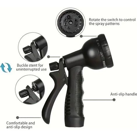 (vert) Pistolet d'arrosage multifonctionnel standard américain 3/4 pour jardin, 1 pièce, avec buse multifonctionnelle pour le lavage de voiture, le jardinage et la maison.