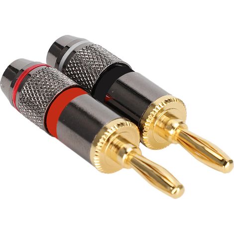 Connecteur de câble audio pour haut-parleur avec fiche banane en cuivre pur plaqué or 24 carats