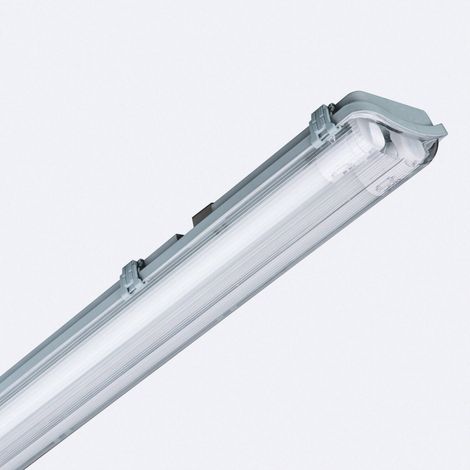 Plafoniera Stagna 150cm IP65 con due Tubi LED Vetro 22W 140lm/W Bianco Freddo  6000K