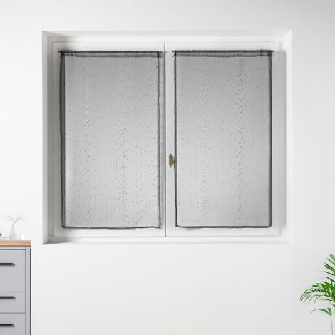 Paire de Petits voilages en Organza à Rayures Argentées Gris clair 60x120 cm