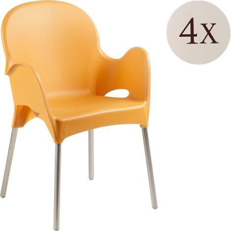 Outdoor Stuhl Raimund, 4 Stühle, stapelbar Made in Italy, mit Armlehnen, Orange