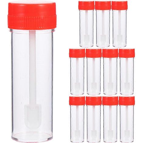 12 tubes de prélèvement de selles à usage unique, tubes à essai jetables pour prélèvement de selles-8X2.5CM