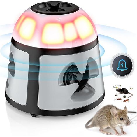 Ouylaf – Répulsif à ultrasons pour rongeurs intérieur et extérieur – Lampe torche intégrée – Détection automatique – Zone de couverture 20-600 m²