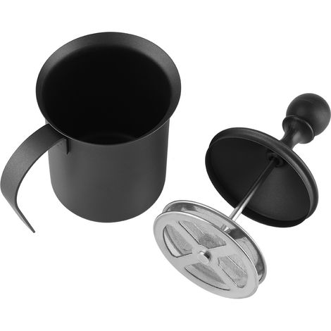 Manueller Milchaufschäumer aus Edelstahl mit Doppelsieb, Schaumbereiter, Kaffeedekorationswerkzeug (400 ml) (1/5)