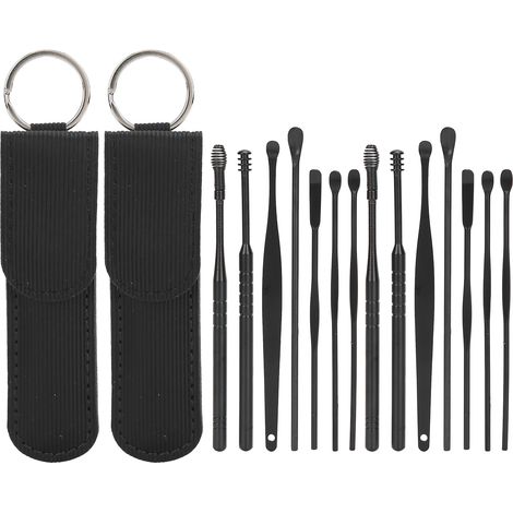 Cuillère à oreilles en acier inoxydable, modèle spiralé, kit de nettoyage pour adulte, retrait de cérumen (1/5)