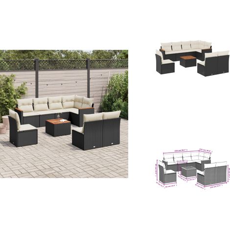 Salon de jardin 9 pcs avec coussins noir résine tressée - Ensemble Salon De Jardin - Meuble Extérieur - Jardin Design - Mobilier De Jardin - Canapé D'extérieur (1/3)