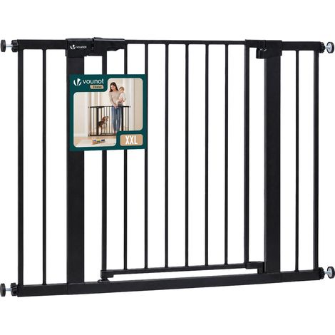 VOUNOT® Cancelletto di Sicurezza per Bambini in Metallo 103-110 cm, Barriera per Scale a Pressione Senza Foratura Altezza 76 cm, Nero (1/5)