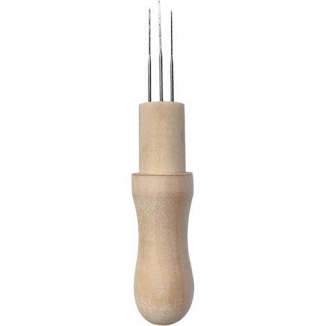Wollfilznadeln, 3 Nadeln mit massivem Holzgriff, Ahle, Bastelwerkzeug für DIY-Handwerkskunst, Filzstich- und Lochnadel-Set