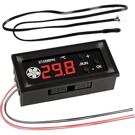 Régulateur de vitesse de ventilateur 12 V CC à 4 fils, commande de ventilateur 12 V CC PWM 4 broches avec affichage numérique de la température et de la vitesse, régulateur de vitesse de ventilateur (1/5)