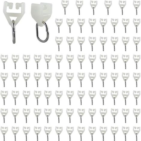 Set di 80 rotelle per binari per tende — Accessori per binari a T — Plastica — Ganci/cursori esterni per sistemi di binari per tende (1/4)