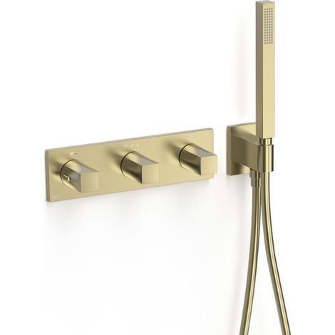 Robinet thermostatique encastré à 3 voies B-system Cava doré - TRES 30725301CA