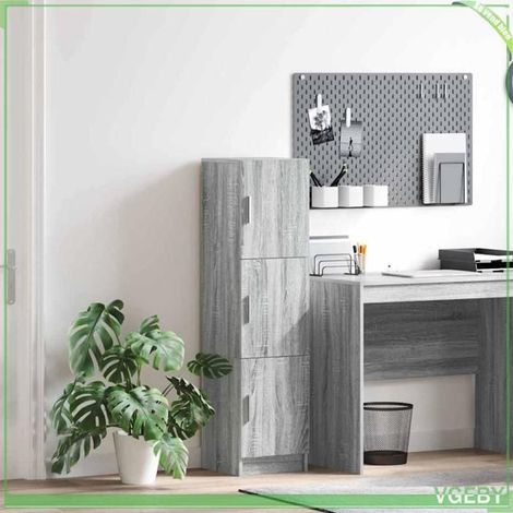 Meuble de rangement - ABI - Sonoma gris - Bois d'ingénierie - 31,5 x 32 x 124 cm (1/5)
