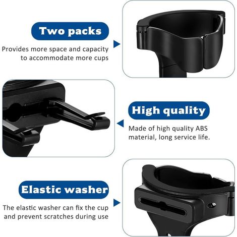 Pour 2 Pièces Porte-Gobelets Auto Ventilation, Support Bouteille Voiture Universel, Porte-Boisson Réglable avec Cendrier, pour Canettes, Tasses à Café et Autres, Noir (1/4)