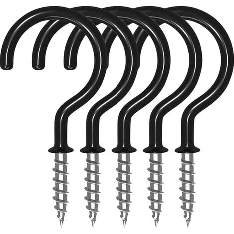 36 Stück Schraubhaken - Schwarz Tassenhaken Beschichtet Mehrzweckhaken Beschichtet Schraubhaken Cup Haken für Tassen, Utensilien, Lichtern und Schlüsseln - 1-1/4 Inch