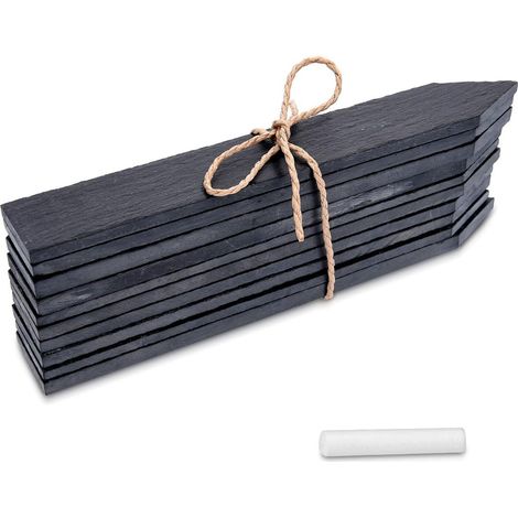 10 - Étiquette Plante - Ardoise Naturelle - Inscriptible Avec Craie - Pour Jardin Potager Balcon Fleurs - Gris - 15x2,5cm (1/5)
