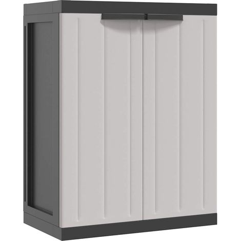 Armoire de rangement d'extérieur gris et noir 65x37x85 cm PP (1/5)