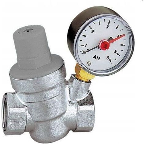 Réducteur de Pression d'eau avec Manomètre Régulateur 3/4" avec Filtre à Tamis Vanne de Réduction de Pression en Laiton avec Membrane NBR (1/3)