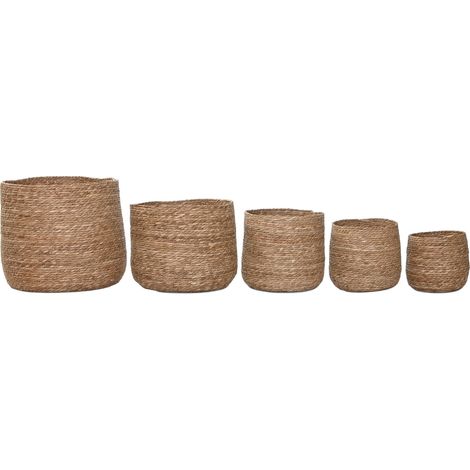Macetero Set 5 Fibra Trenzada 44X44X45 Natural (1/4)