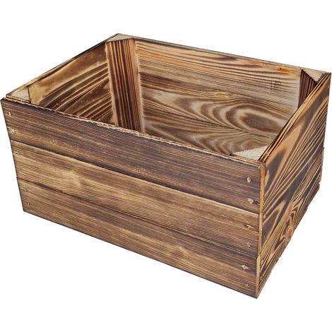 Boîte en bois 35 x 25 x 19 cm - Coffret de rangement robuste en bois pouvant servir de range-chaussures - Style vintage shabby chic rustique (1/5)