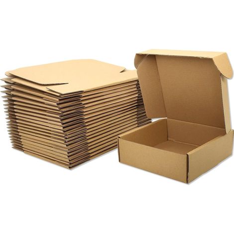Small Shipping Cardboard Box 15 x 15 x 2 cm, Brown, Cardboard for Gift Packaging Sending Parcel (Pack of 25) (1/5)