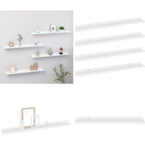 Étagères murales 4 pcs Blanc 80x9x3 cm - Étagères Murales - Étagères Déco - Rangement Mural - Décoration Murale - Meubles Blancs - Home & Living (1/5)