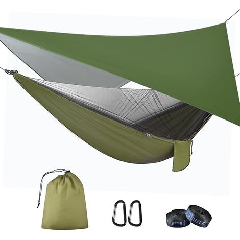 Hammock 290 x 140 cm Mosquito Net Breathable Lightweight Tarpaulin 310 x 310 cm 200 kg Capacity Outdoor Hammock Nylon Folding Hammock Outdoor Garden Travel Hiking Bivvy (1/5)