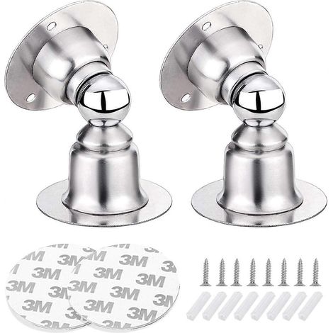 Butée de porte magnétique Mujixi (lot de 2), en acier inoxydable, avec ruban adhésif double face 3M (1/5)
