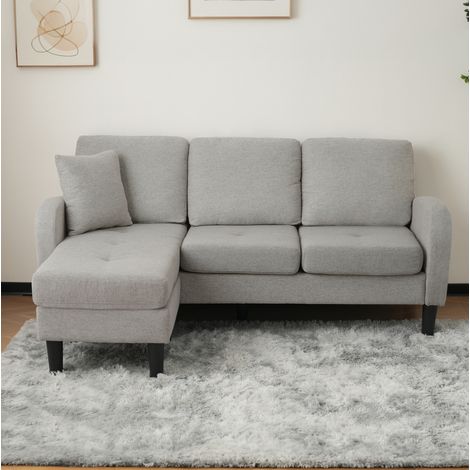 Canapé d’angle Stoff grau 166x118x77 cm, modular mit flexibel montierbarer Chaiselongue (1/5)