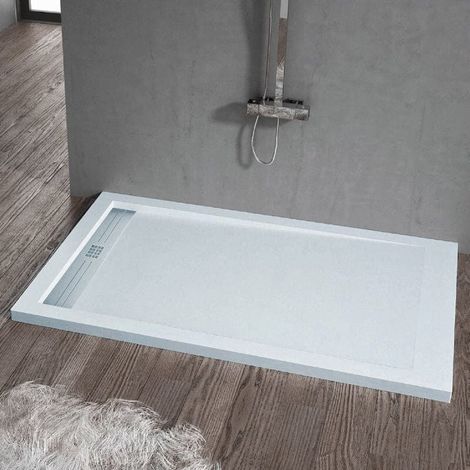 Plato de ducha resina ELITE ceniza 90x160cm rejilla acero inox. (1/5)