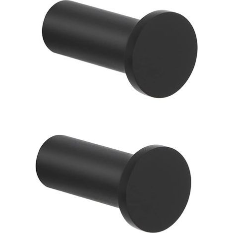 Crochets à Visser Patère Murale Ronde 45mm, Crochets Muraux en Acier Inoxydable, Robuste Patère pour Salle de Bain Chambre Cuisine Entrée, Accroche Serviette, 2 Pcs Noir (1/4)