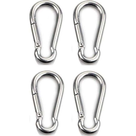 4 moschettoni resistenti per sport, lucchetti per cani, amache, acciaio inossidabile 304, spessore 6 mm (1/4)
