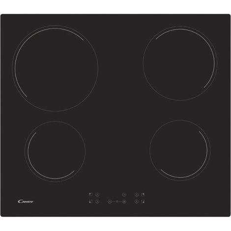 Candy – Plaque vitrocéramique 4 feux 6500W – Surface en verre facile à nettoyer – Encastrable – CC64CH