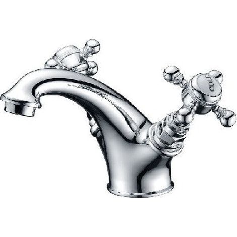 Grifo bimando retro CANTERBURY para lavabo con válvula incluida Cromado (1/4)