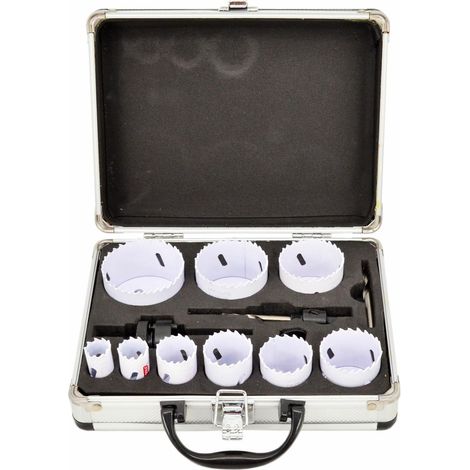 Awtools Jeu d'embouts bimétalliques dans un coffret métallique 8 pcs. 22-64mm ligne noire