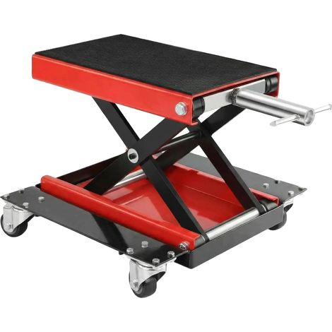 Cric de moto, hauteur réglable, support robuste, ROUGE (1/2)