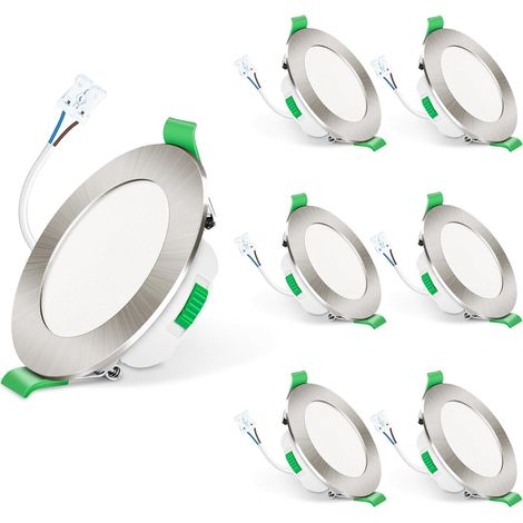 Spot LED Encastrable 7W 230V Dimmable, 3000K 4000K 6500K Couleur Réglable Spot Salle de Bain IP65, Extra Plat 29mm Spot Plafond, Lot de 6, Rond Blanc (1/5)