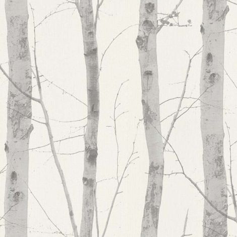 Birch Tree Wallpaper Silver White Grey Deluxe Textured Vinyl Glitter Tropical
