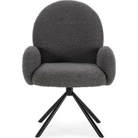 Sillón giratorio modelo Damas con brazos tapizado textil gris oscuro, 89cm(alto) 64cm(ancho) 60cm(largo) (1/5)