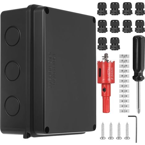 Boite de Jonction Etanches IP65 Noire, Boite de Derivation Etanche Exterieur, Boitier Electrique Etanche Exterieur, Boite Dérivation Étanche, Boite de Dérivation Étanche Électrique en ABS (1/5)